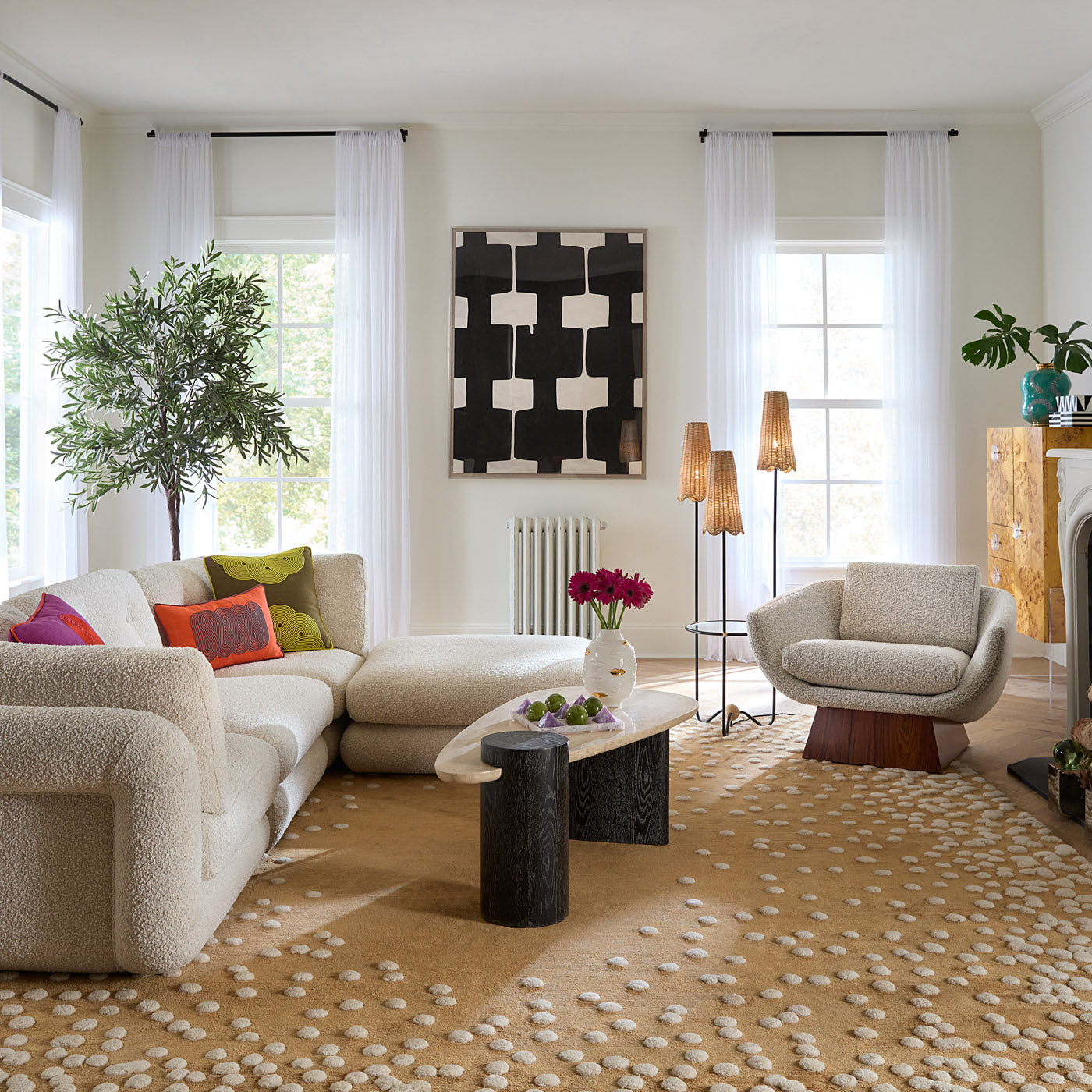 Oeuf Travertine Cocktail Table