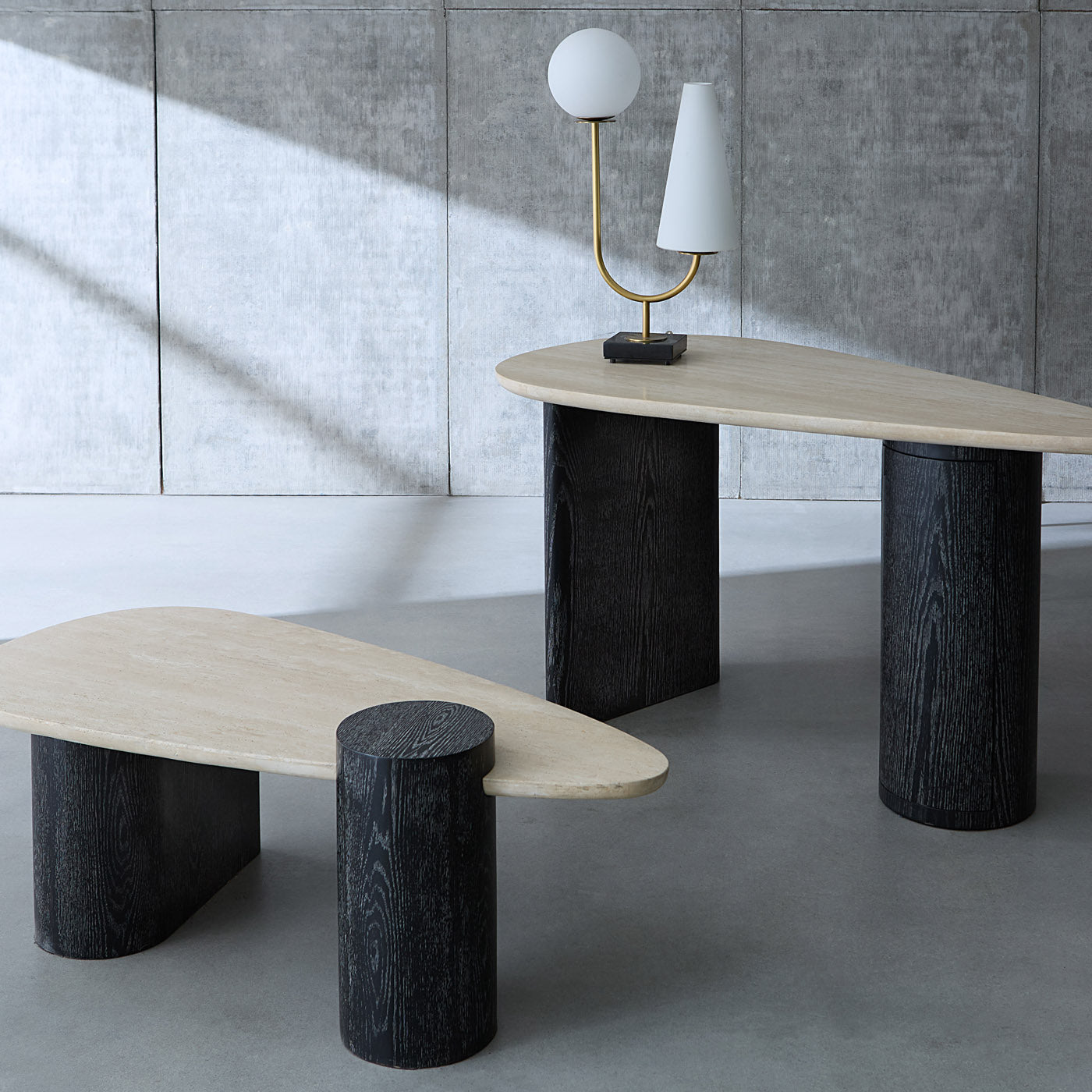 Oeuf Travertine Cocktail Table